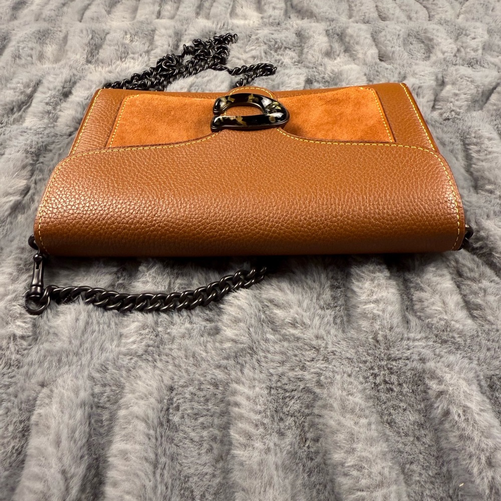Coach Tabby Chain Brown Pebbled Leather Crossbody Purse Clutch Bag NWT - Picture 6 of 13